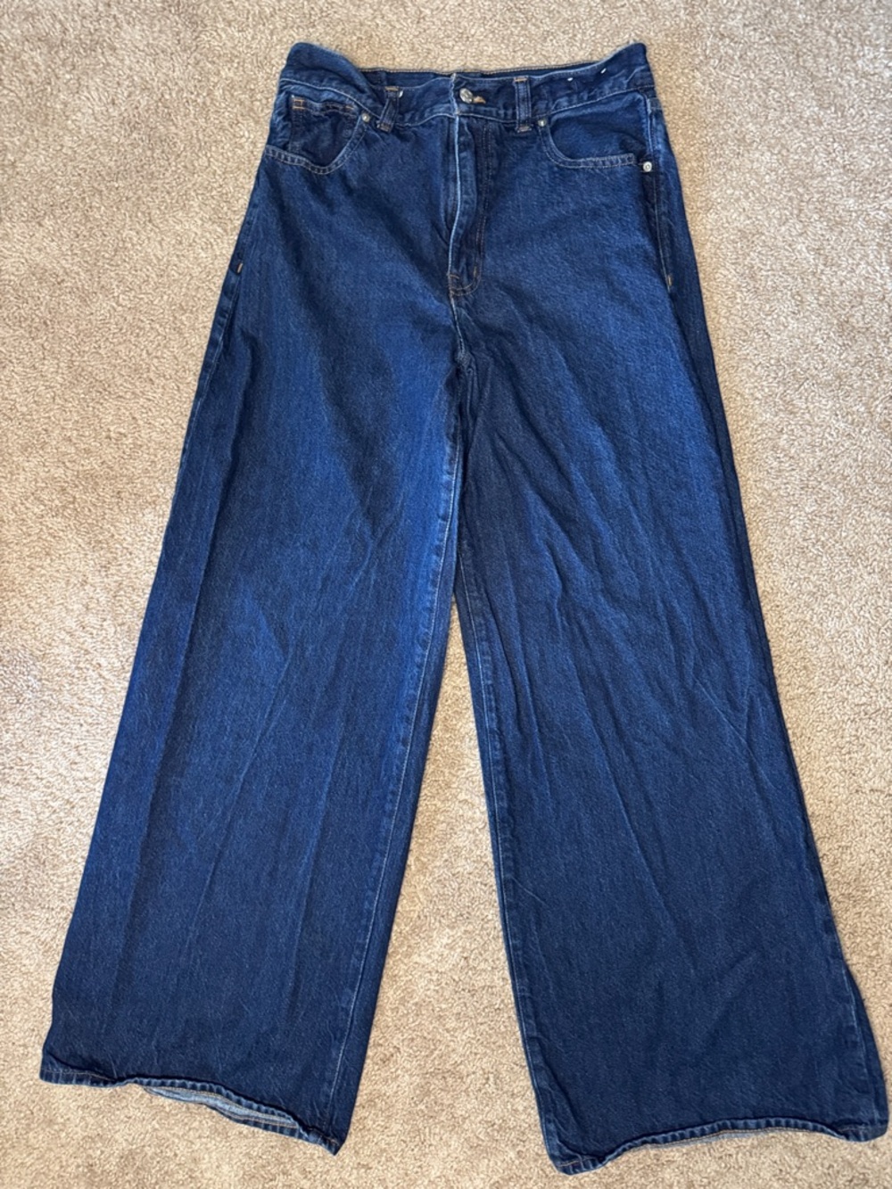 Madewell Super Wide-Leg Dark Blue Denim Jeans